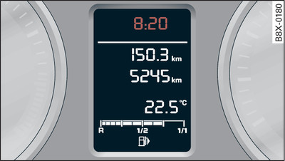 Instrument cluster: Time (vehicles without driver information system)